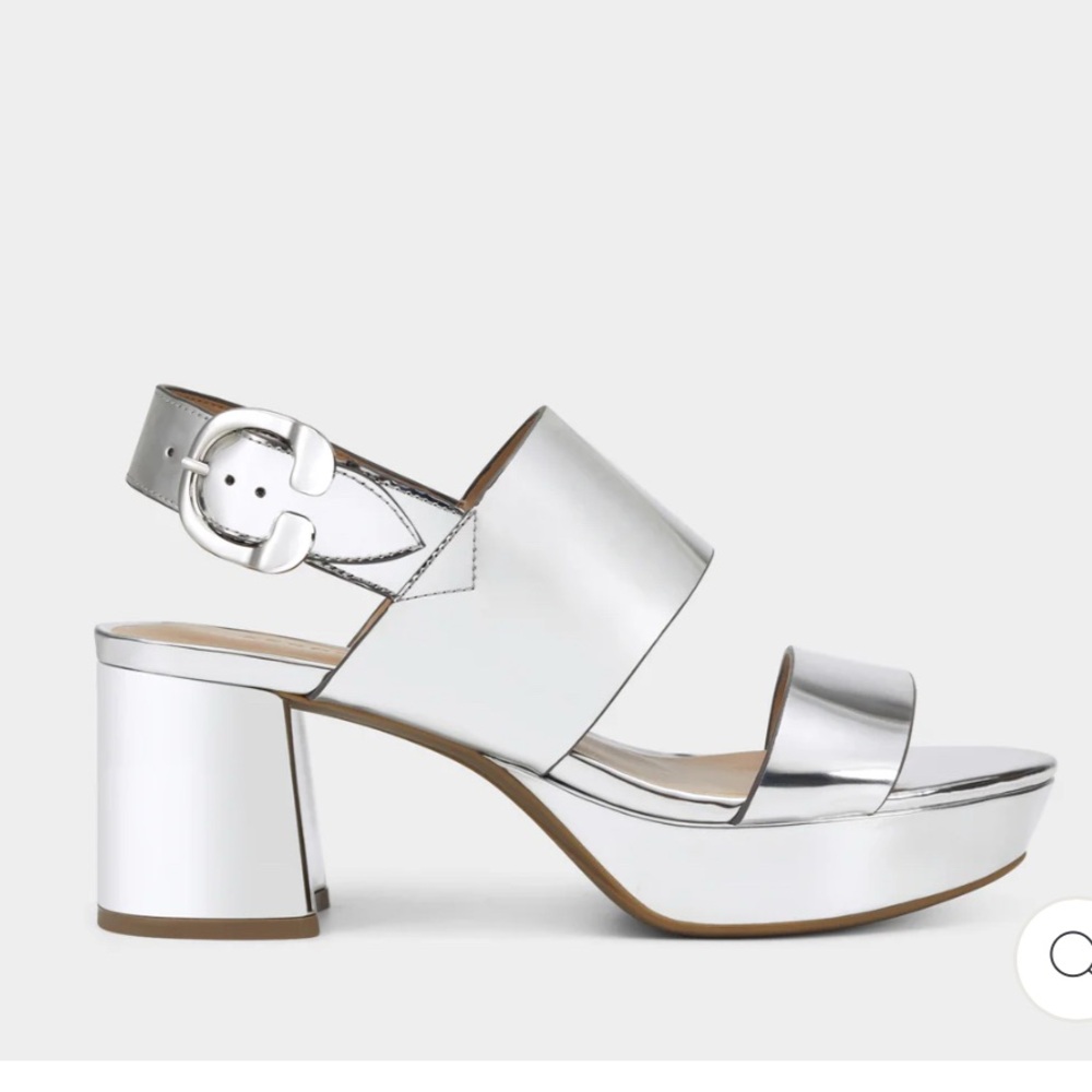 AEROSOLES Camera Women's Platform Sandal in Silver Metallic Faux Leather 9.5 NWT